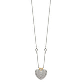 Shey Couture Sterling Silver Rhodium-plated with 14K Accent 18 Inch Diamond Vintage Heart Necklace